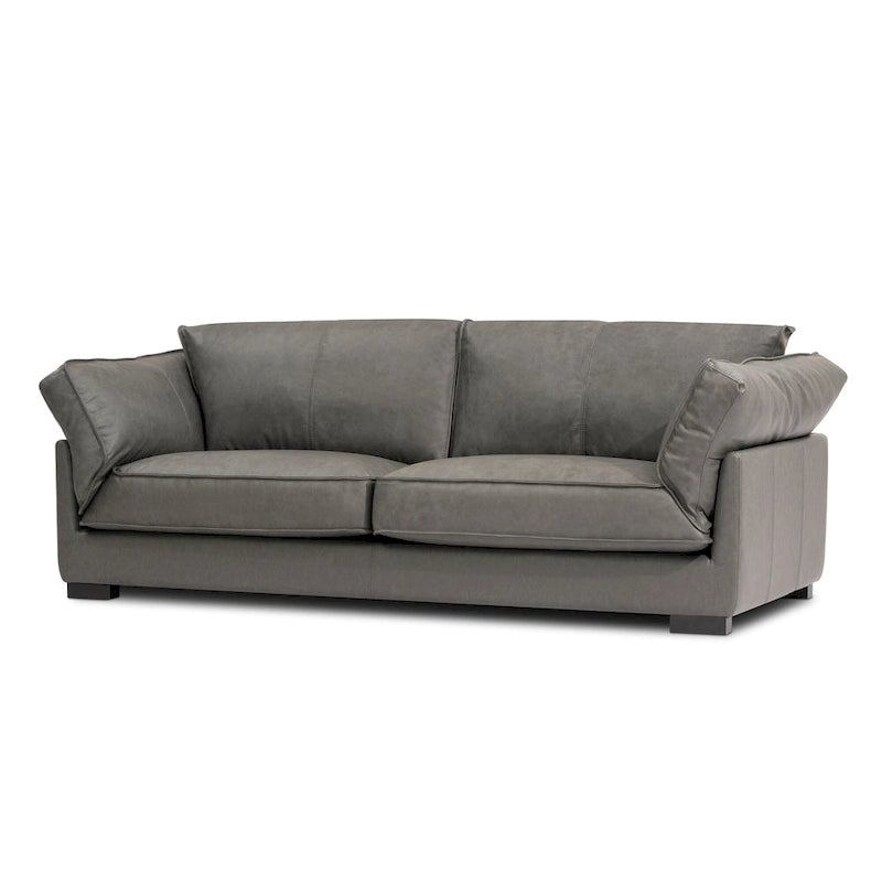 Canapé en cuir véritable de style moderne du milieu du siècle de 89,76 po, canapé 3 places pour salon, chambre à coucher, bureau - Graphite
