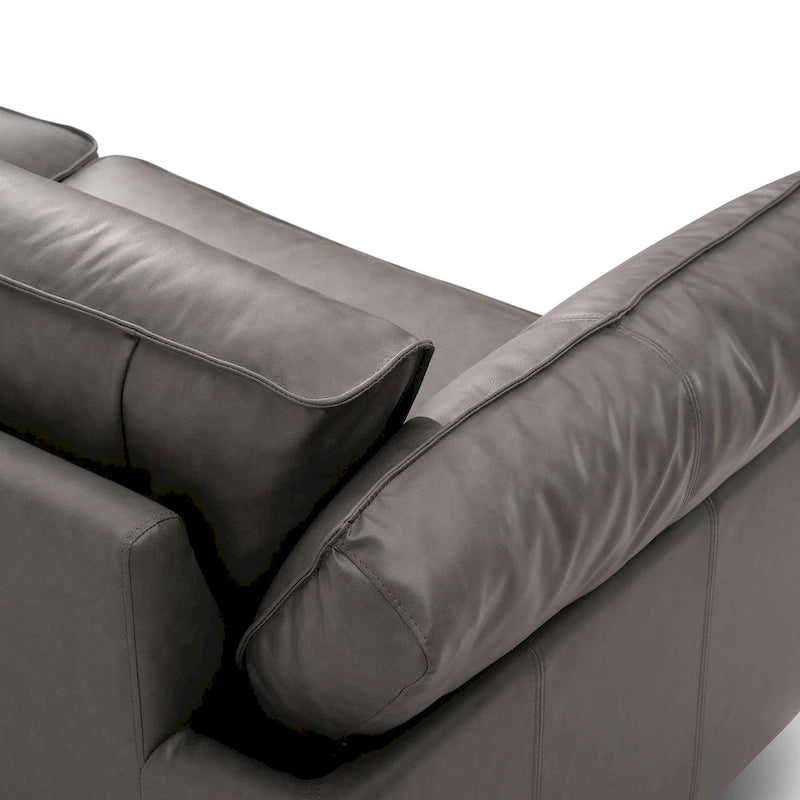 Canapé en cuir véritable de style moderne du milieu du siècle de 89,76 po, canapé 3 places pour salon, chambre à coucher, bureau - Graphite