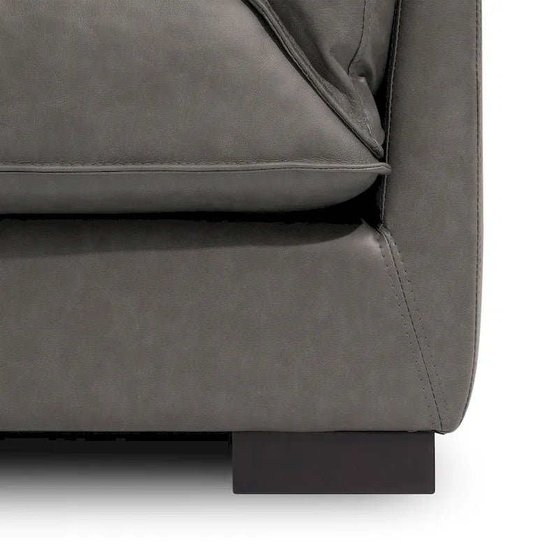 Canapé en cuir véritable de style moderne du milieu du siècle de 89,76 po, canapé 3 places pour salon, chambre à coucher, bureau - Graphite