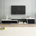 Meuble TV extensible moderne blanc pour téléviseurs de 100 pouces