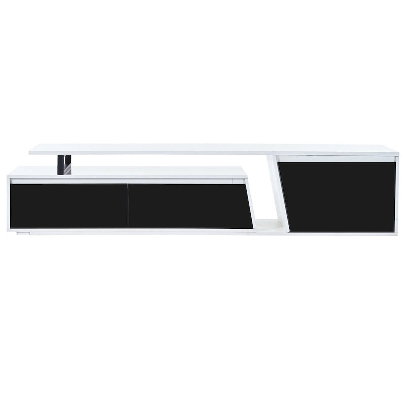 Meuble TV extensible moderne blanc pour téléviseurs de 100 pouces