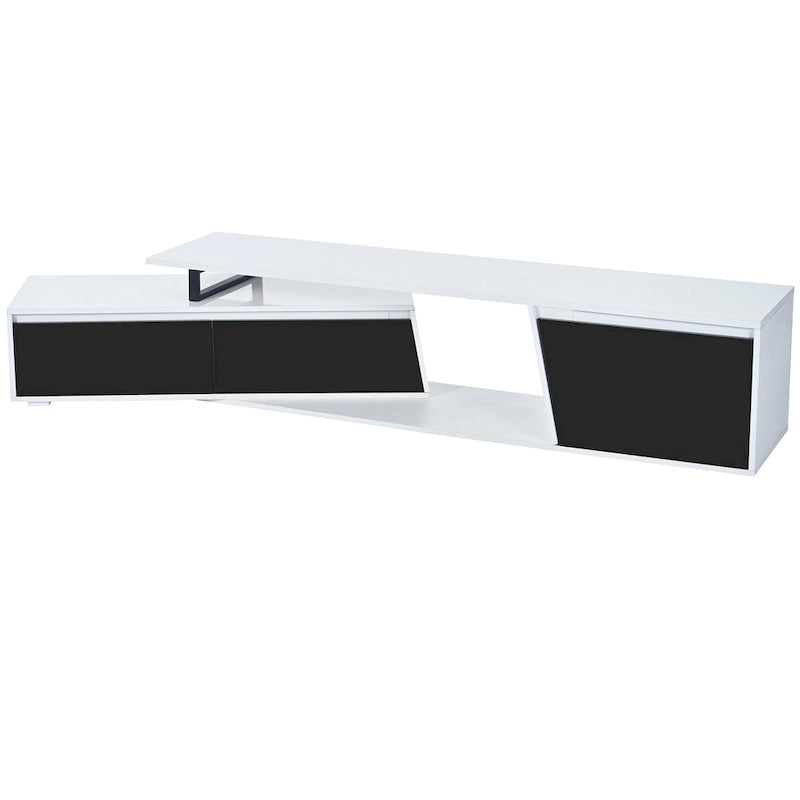 Meuble TV extensible moderne blanc pour téléviseurs de 100 pouces