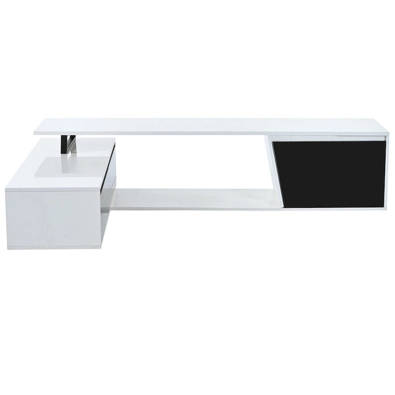 Meuble TV extensible moderne blanc pour téléviseurs de 100 pouces
