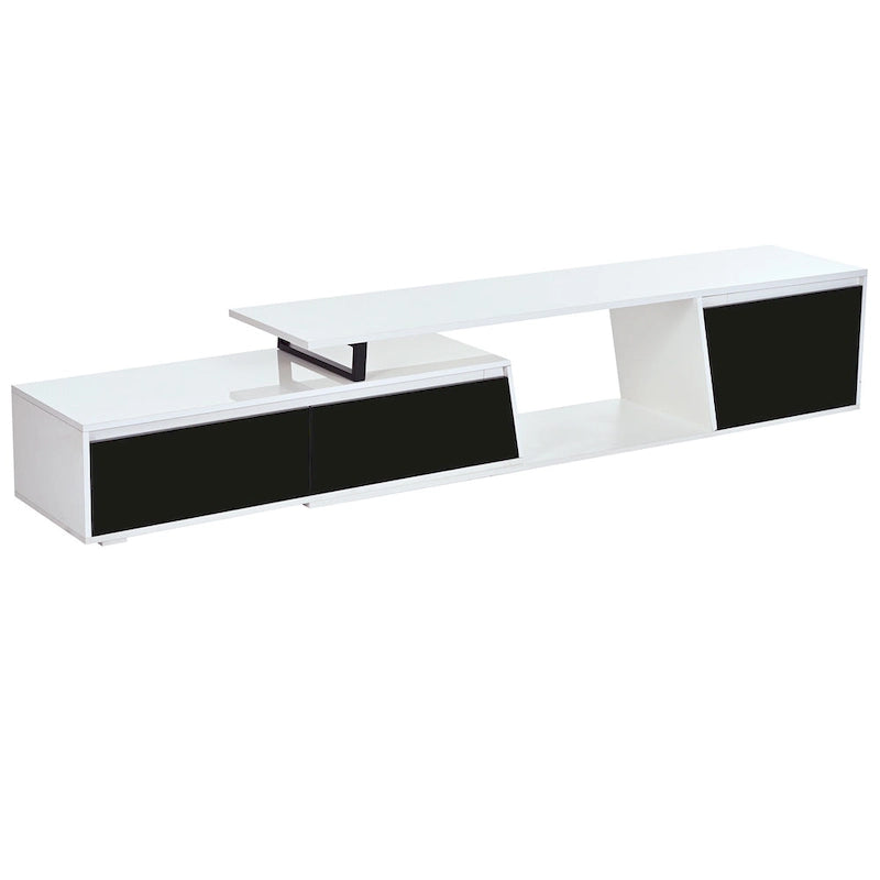 Meuble TV extensible moderne blanc pour téléviseurs de 100 pouces