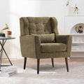 Fauteuil capitonné Olive Green 24.21 avec pieds en bois