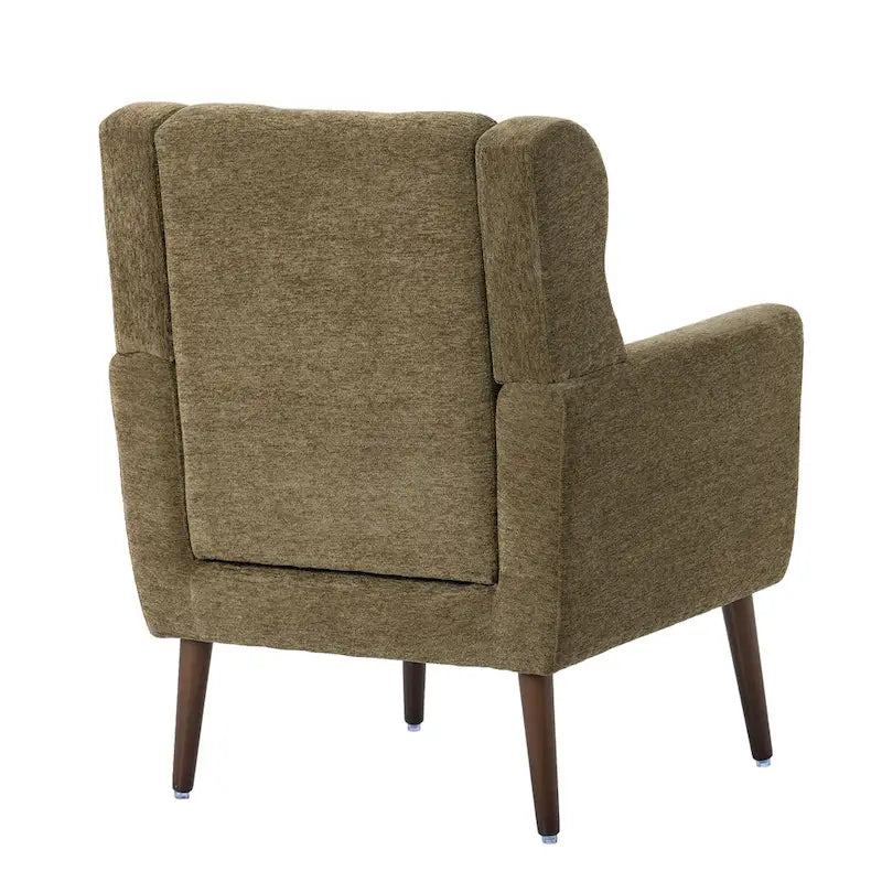 Fauteuil capitonné Olive Green 24.21 avec pieds en bois