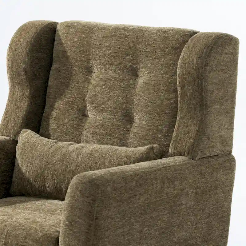 Fauteuil capitonné Olive Green 24.21 avec pieds en bois