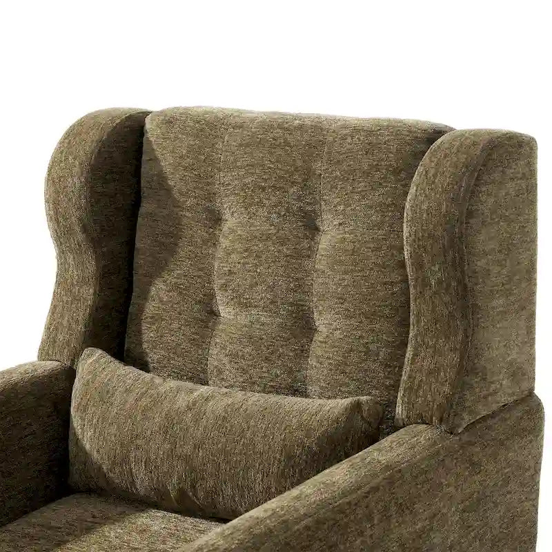 Fauteuil capitonné Olive Green 24.21 avec pieds en bois