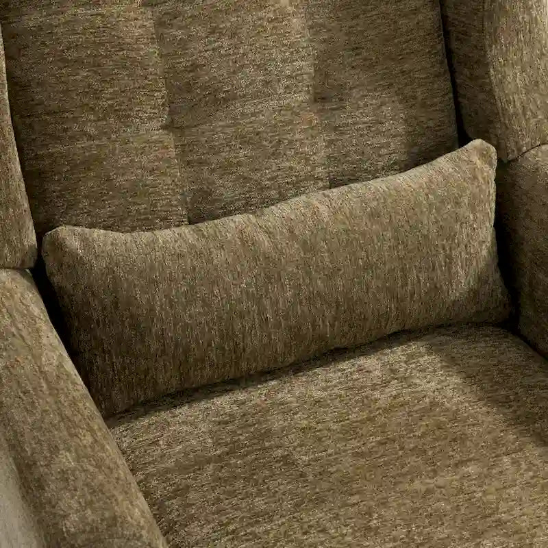 Fauteuil capitonné Olive Green 24.21 avec pieds en bois