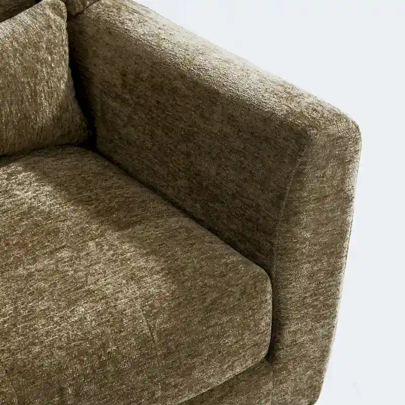 Fauteuil capitonné Olive Green 24.21 avec pieds en bois