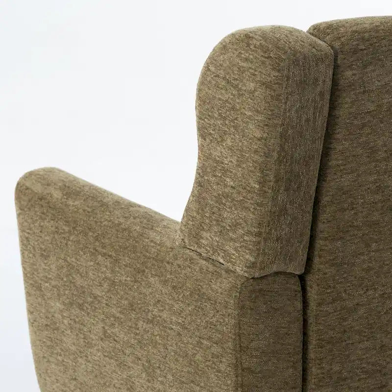 Fauteuil capitonné Olive Green 24.21 avec pieds en bois