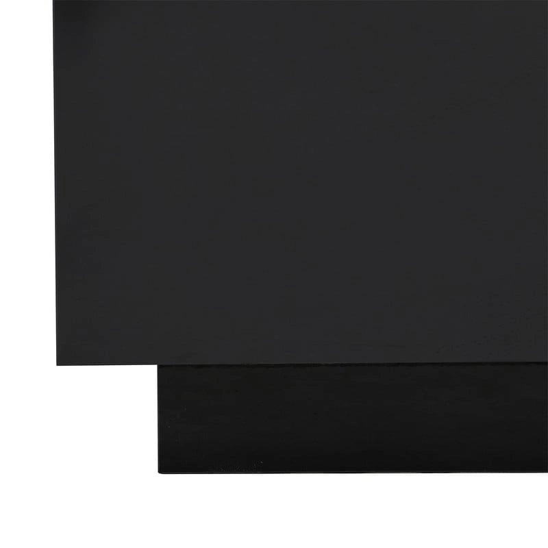 Table basse carrée laquée avec bandeau LED 16 couleurs, table de salon moderne avec plateau en verre trempé dépoli de 5 mm