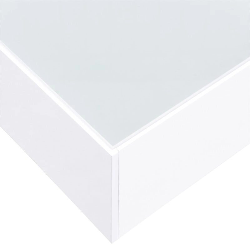 Table basse carrée laquée avec bandeau LED 16 couleurs, table de salon moderne avec plateau en verre trempé dépoli de 5 mm
