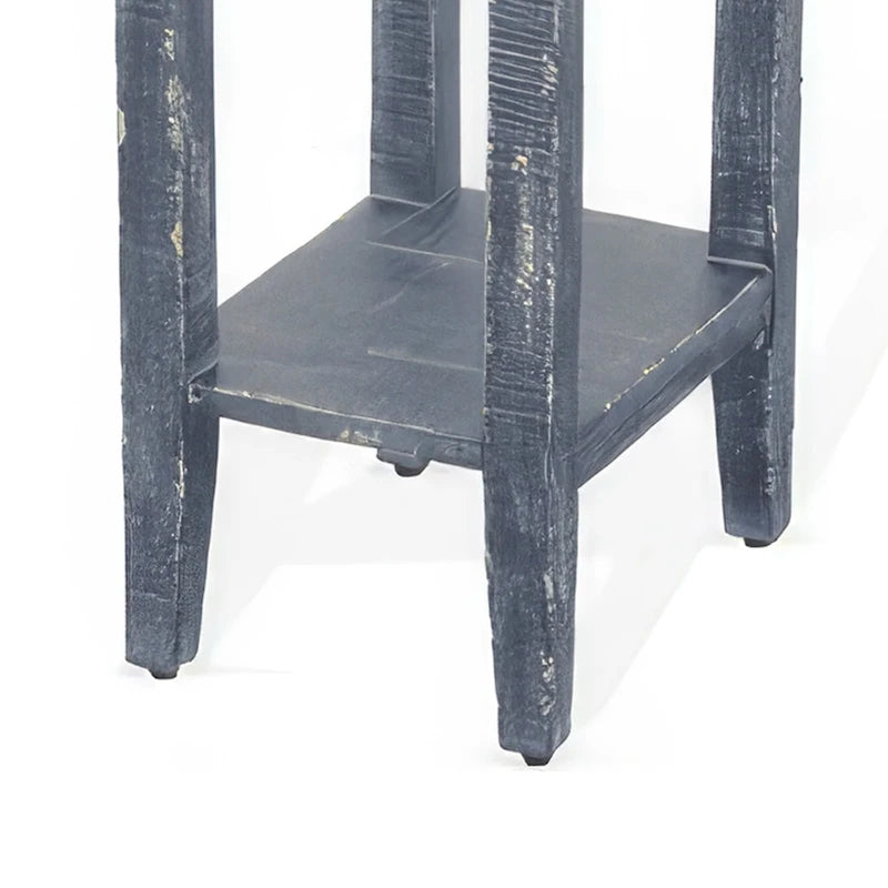 Table d'appoint avec tiroir et étagère, bois d'acajou bleu 14 pouces