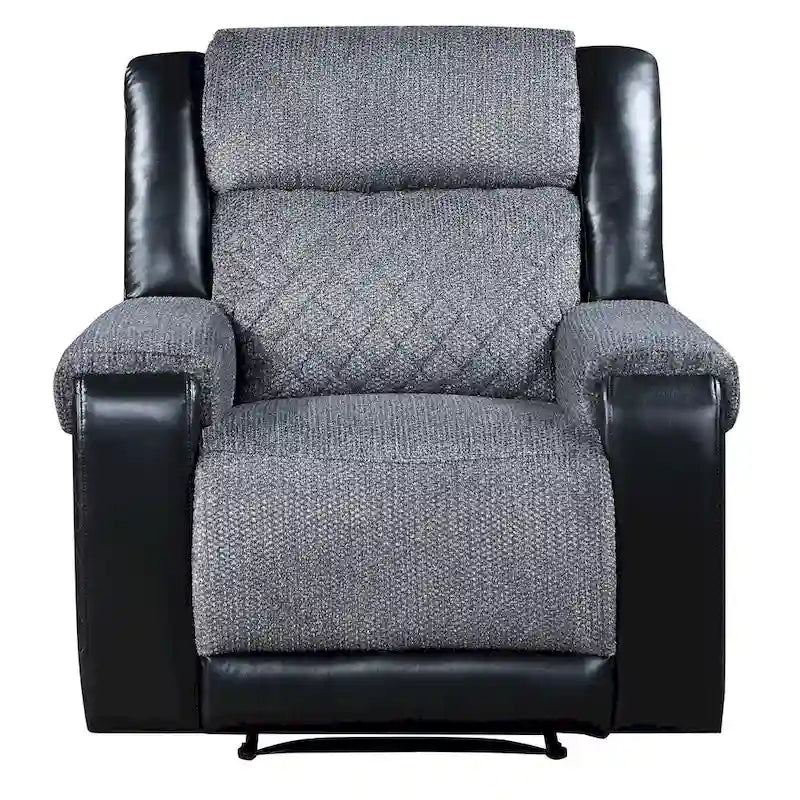 Fauteuil inclinable manuel en similicuir noir et gris de 39 po