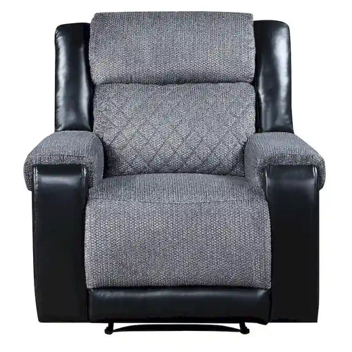 Fauteuil inclinable manuel en similicuir noir et gris de 39 po