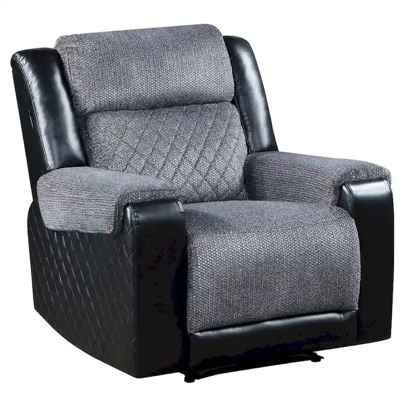 Fauteuil inclinable manuel en similicuir noir et gris de 39 po