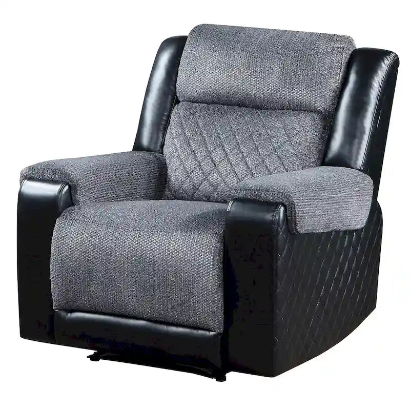Fauteuil inclinable manuel en similicuir noir et gris de 39 po