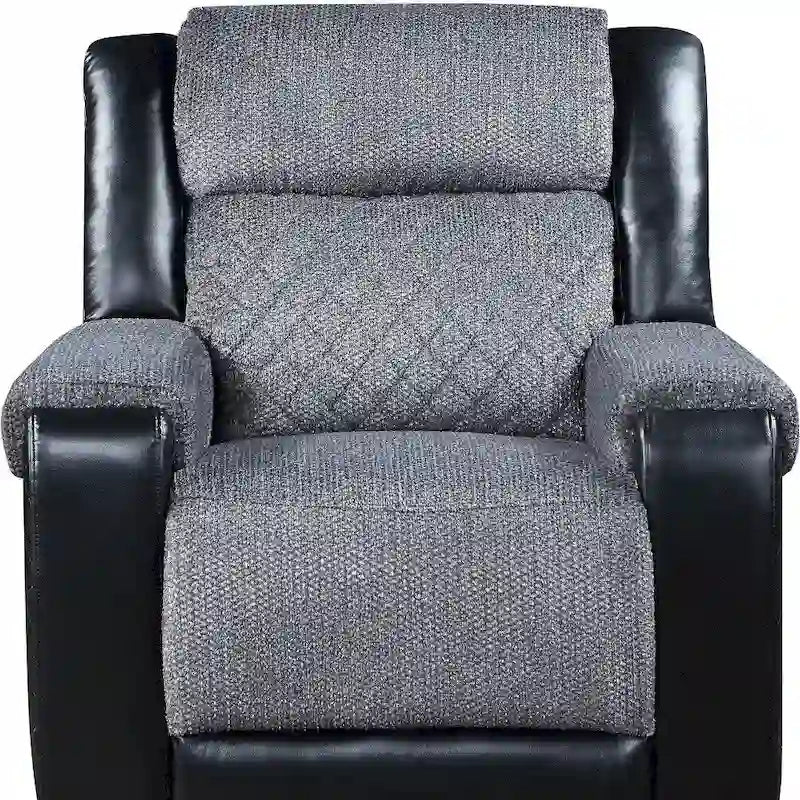 Fauteuil inclinable manuel en similicuir noir et gris de 39 po