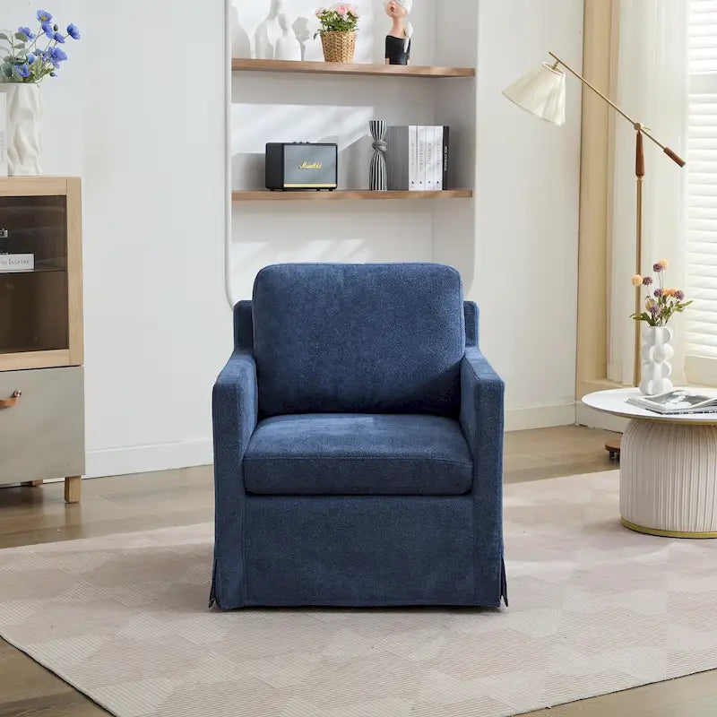 Fauteuil pivotant d'appoint en chenille avec jupe et base en métal