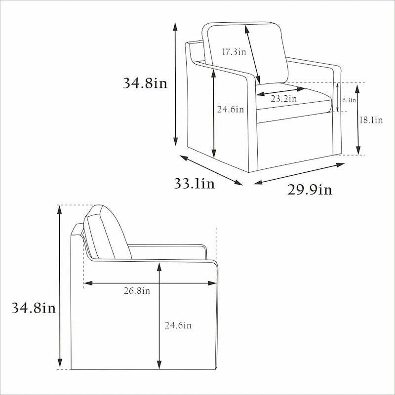 Fauteuil pivotant d'appoint en chenille avec jupe et base en métal