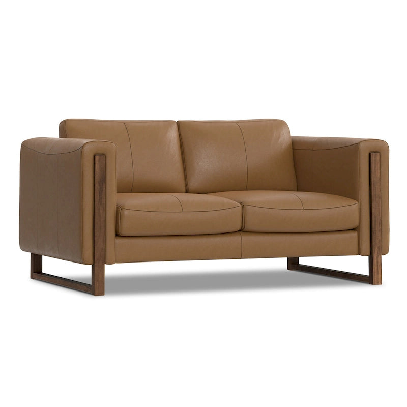 Canapé moderne contemporain de 157 cm de large en cuir véritable