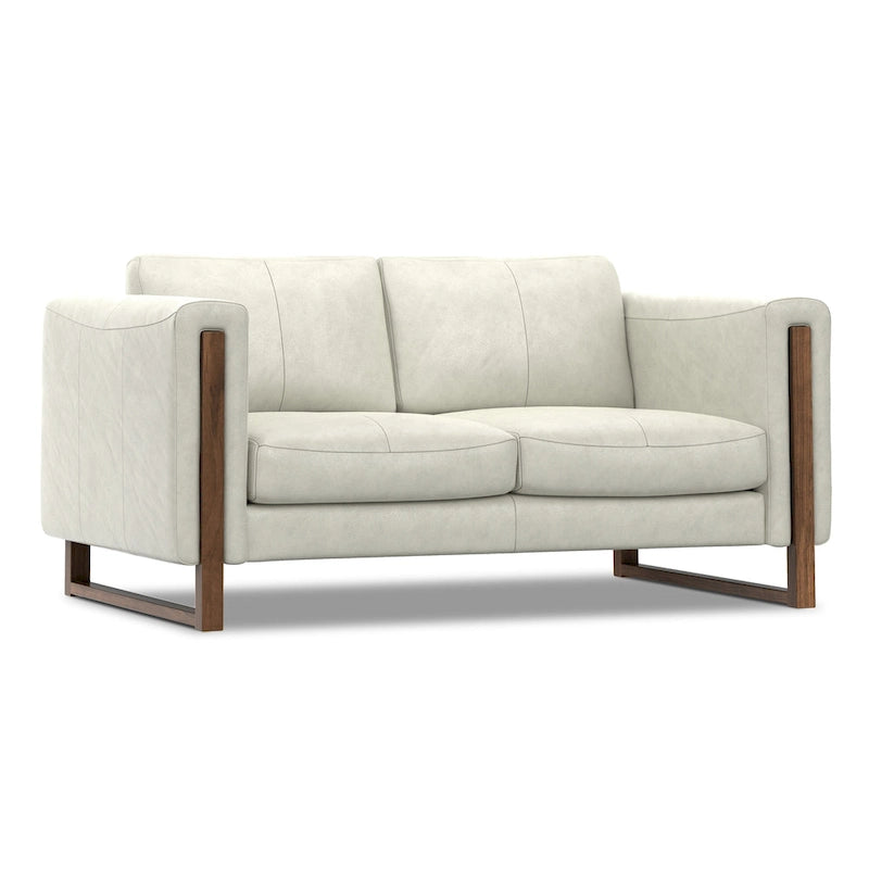 Canapé moderne contemporain de 157 cm de large en cuir véritable