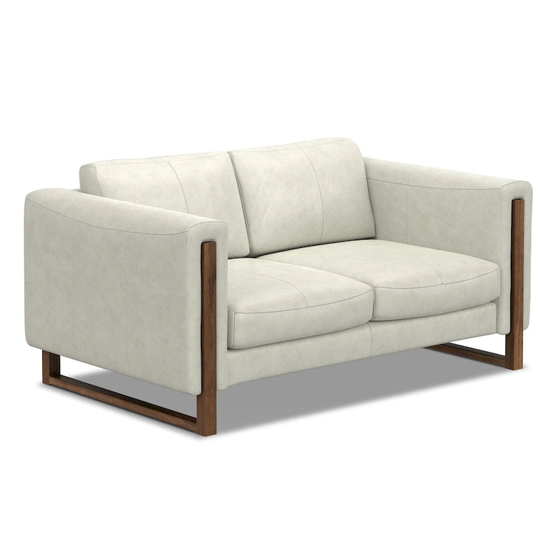 Canapé moderne contemporain de 157 cm de large en cuir véritable
