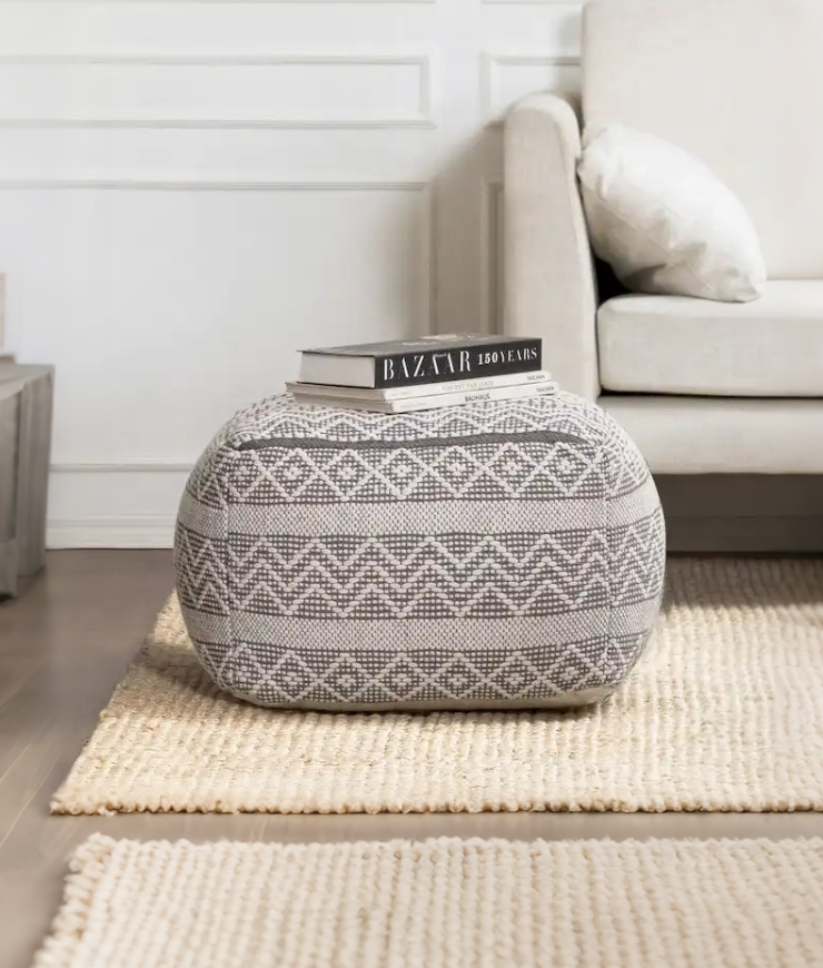 Pouf-ottoman carré de 22 pouces