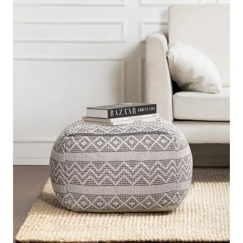 Jani Chouteau 22-inch Square Pouf Ottoman - Handmade Footrest for Living Room, Bedroom, Nursery