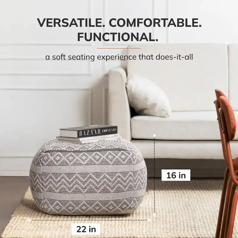 Pouf-ottoman carré de 22 pouces