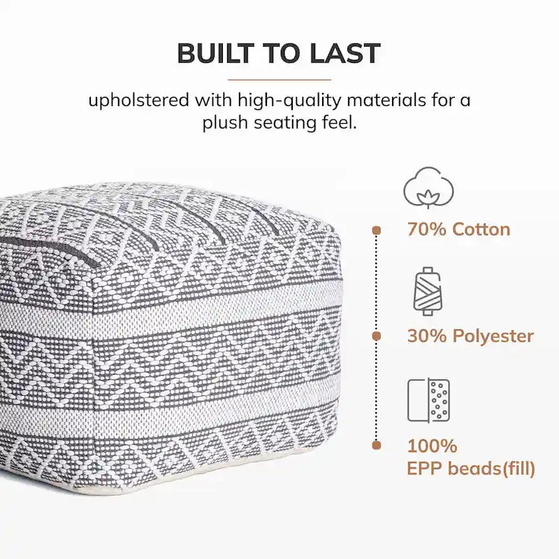 Pouf-ottoman carré de 22 pouces