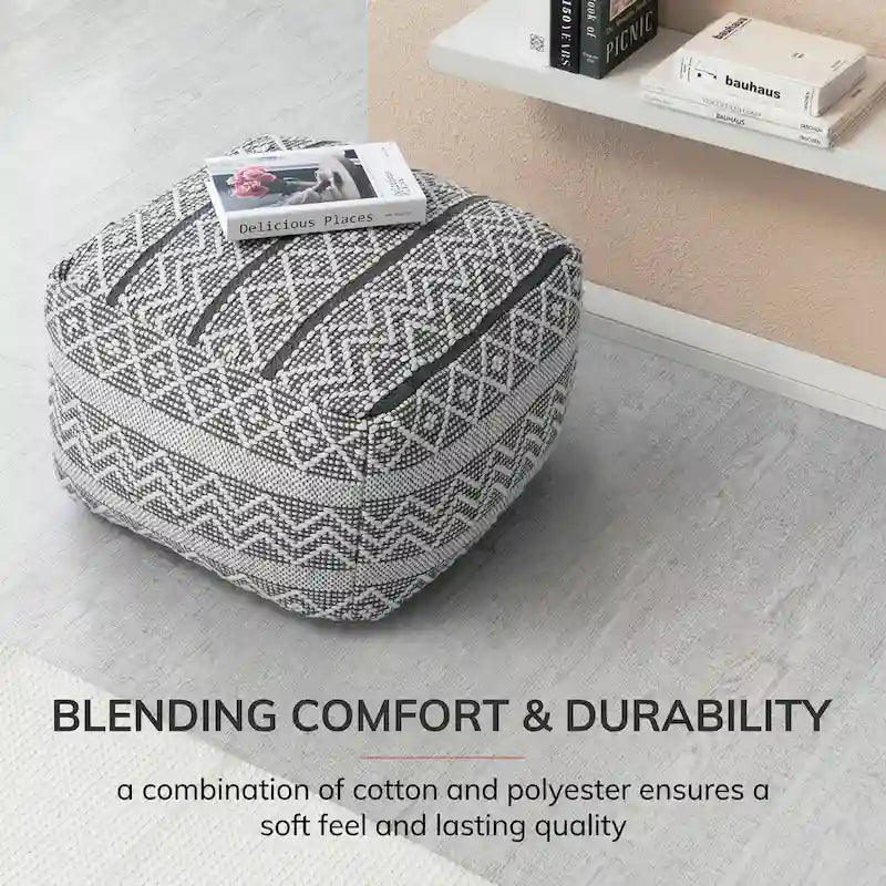 Pouf-ottoman carré de 22 pouces