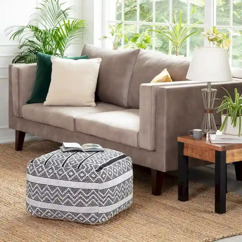 Pouf-ottoman carré de 22 pouces