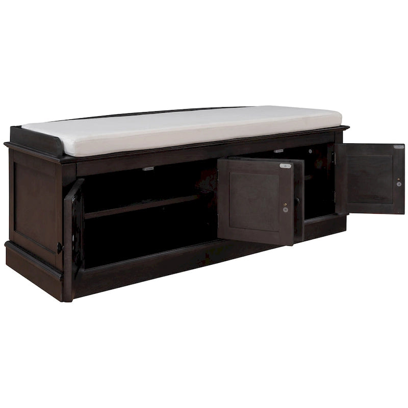Banc de rangement avec 4 portes et étagères réglables