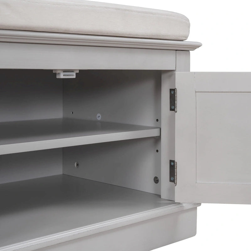 Banc de rangement avec 4 portes et étagères réglables