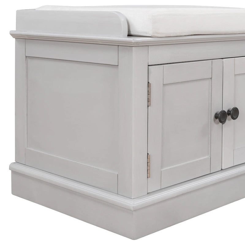 Banc de rangement avec 4 portes et étagères réglables