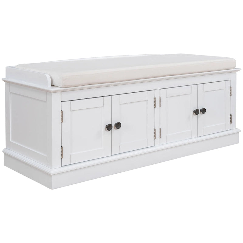 Banc de rangement avec 4 portes et étagères réglables
