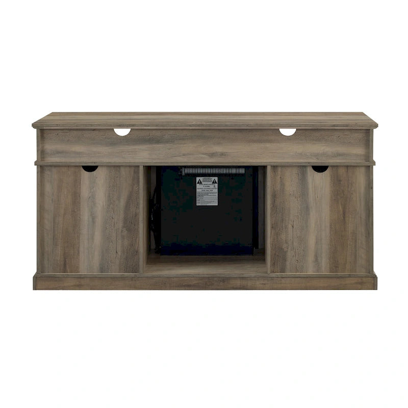 Meuble TV cheminée avec porte de grange de 60 pouces