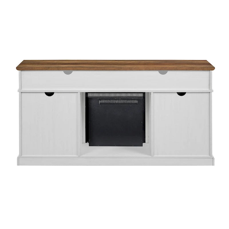 Meuble TV cheminée avec porte de grange de 60 pouces
