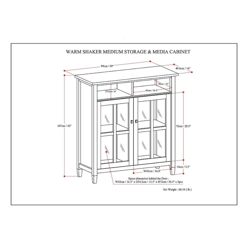 Meuble de rangement pour médias en bois - 39Lx16Px42H