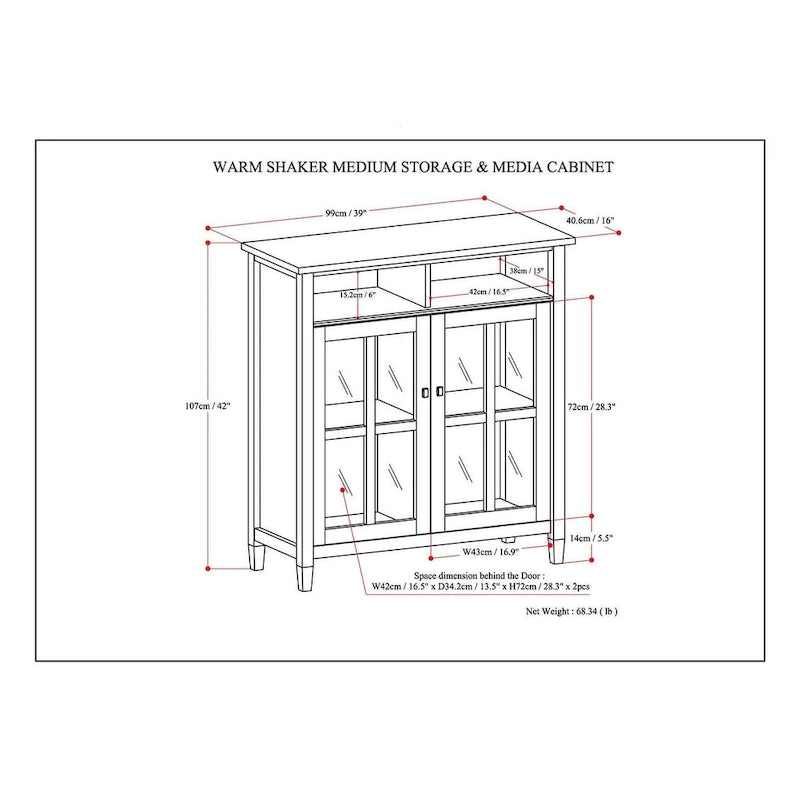 Meuble de rangement pour médias en bois - 39Lx16Px42H