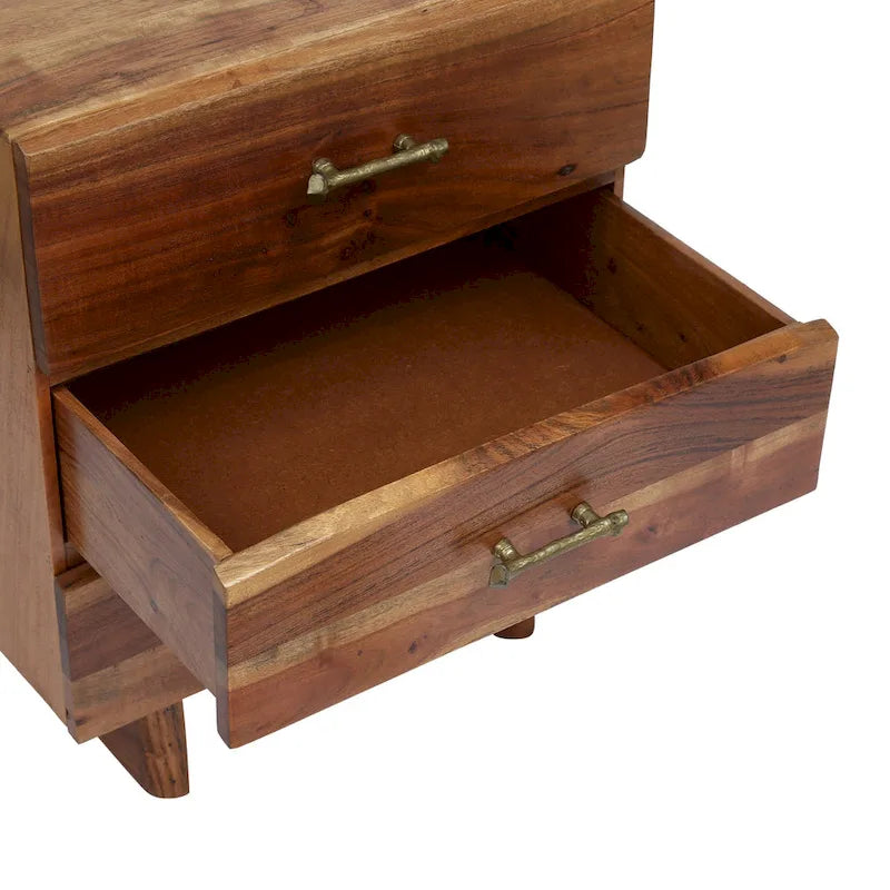 Terrell Handcrafted Boho Acacia Wood 3 Drawer Nightstand by Christopher Knight Home