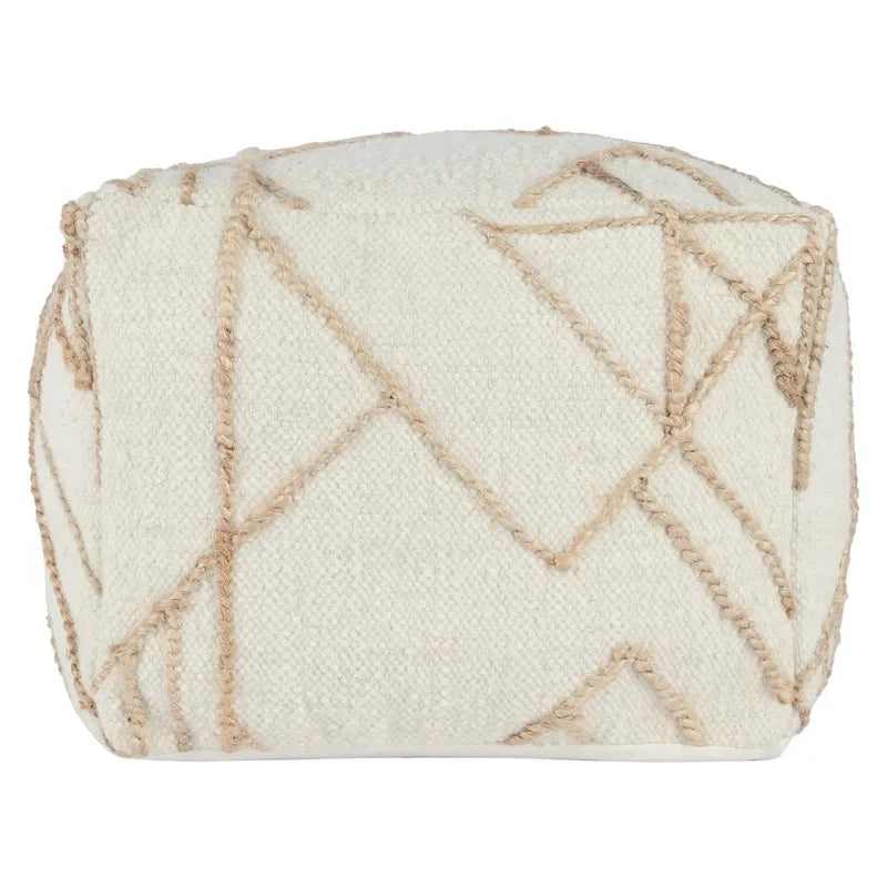 Pouf carré ivoire de 45,7 cm