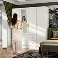 Armoire de rangement en bois avec miroir, casiers et tringle à vêtements