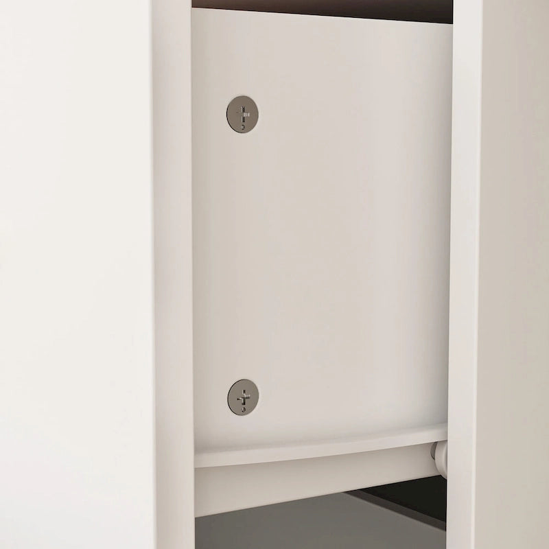 Armoire de rangement en bois avec miroir, casiers et tringle à vêtements