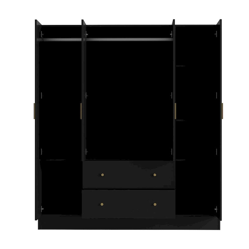 Armoire de rangement en bois avec miroir, casiers et tringle à vêtements