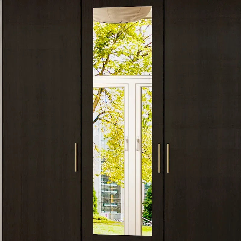 Armoire de rangement en bois avec miroir, casiers et tringle à vêtements
