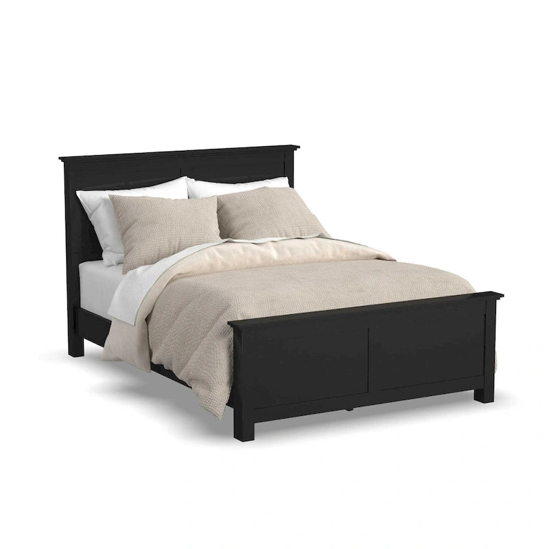 Lit Queen en bois noir