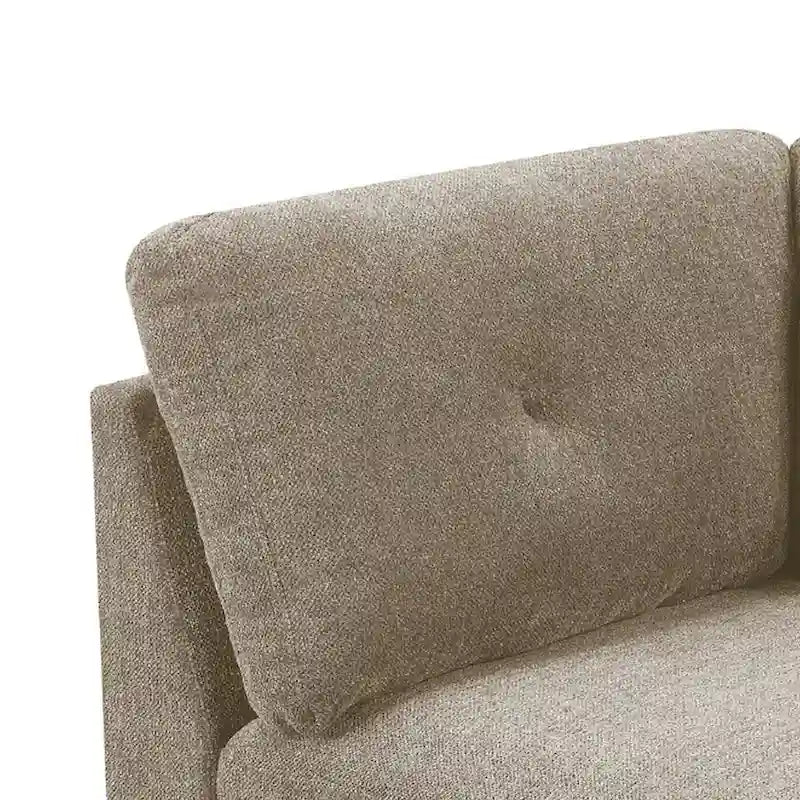 Coin de canapé en tissu avec coussin de dossier capitonné, Gris